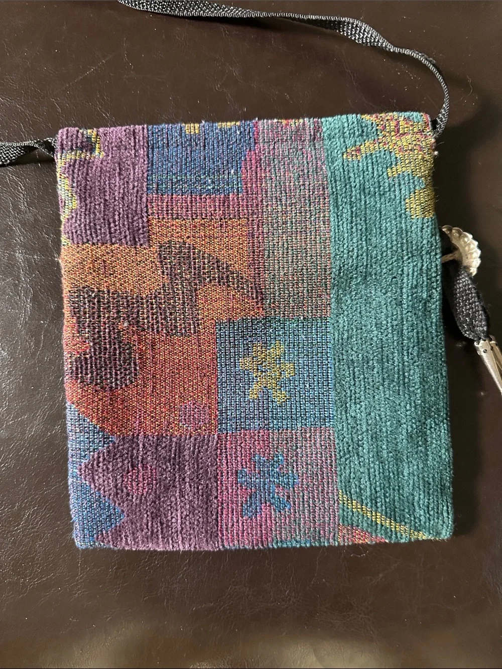 Boho Woven Crossbody Bag in Purple & Teal